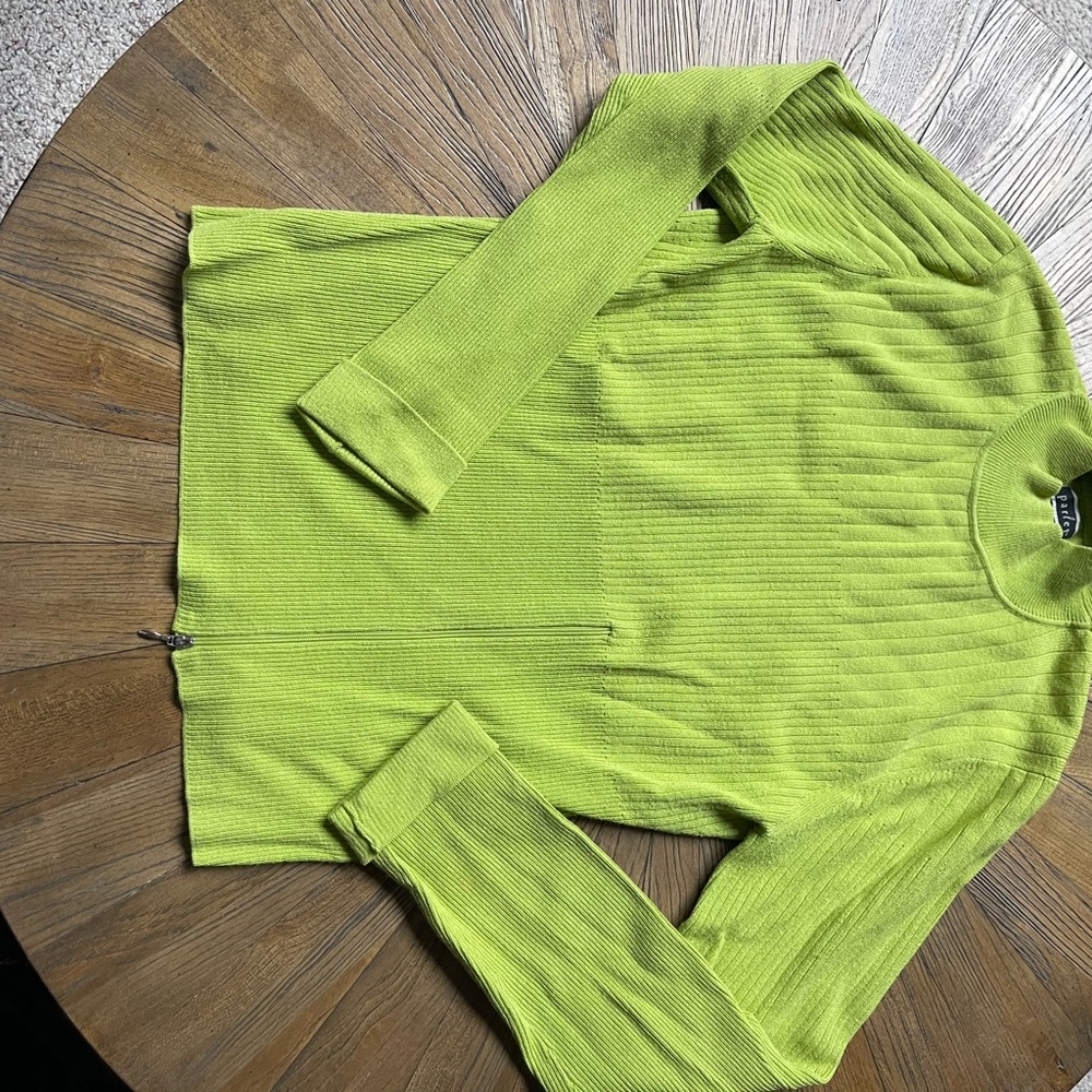 Green Ribbed Knit Cowl Neck Sweater